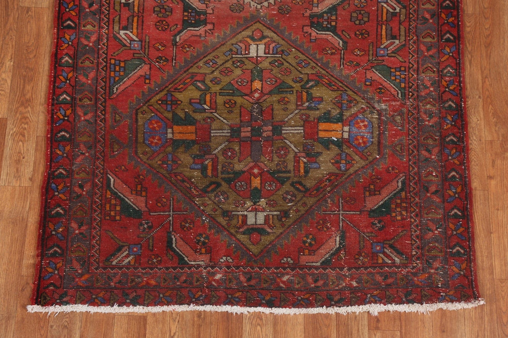 Handmade Wool Heriz Persian Runner Rug 4x14