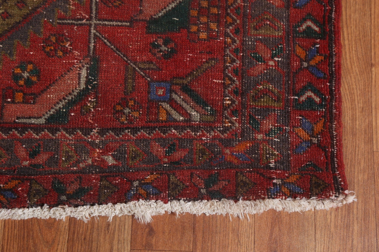 Handmade Wool Heriz Persian Runner Rug 4x14