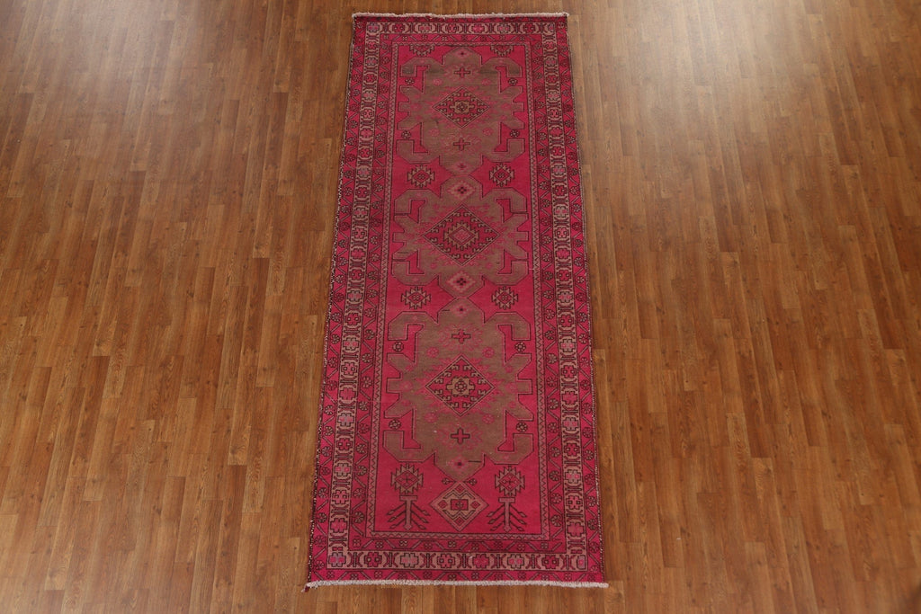 Vintage Geometric Meshkin Persian Runner Rug 4x10