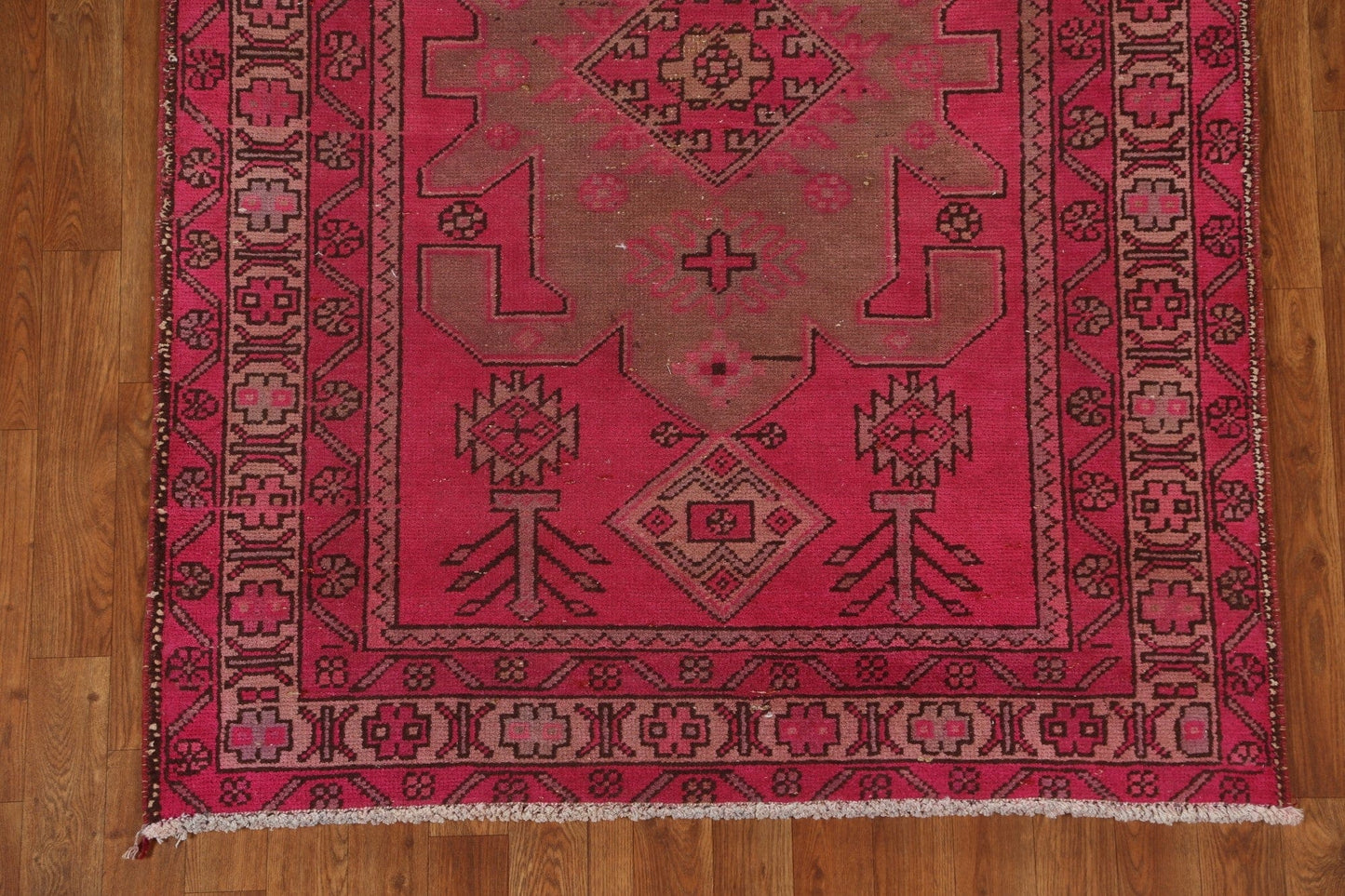 Vintage Geometric Meshkin Persian Runner Rug 4x10