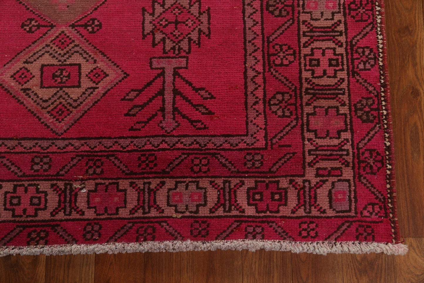 Vintage Geometric Meshkin Persian Runner Rug 4x10