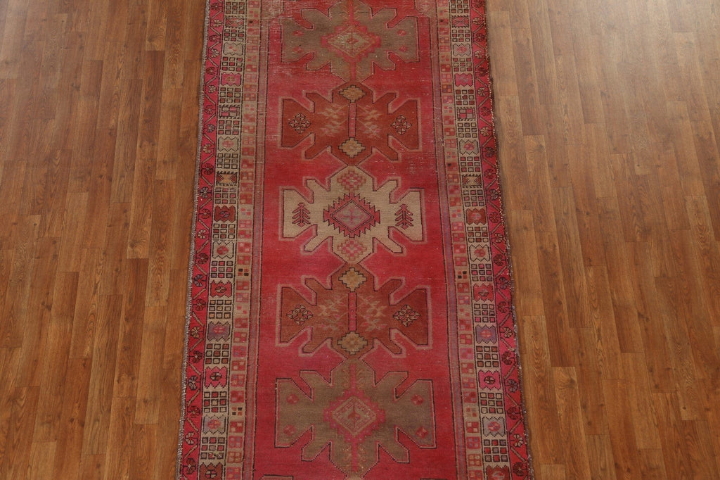 Vintage Geometric Ardebil Persian Runner Rug 4x10