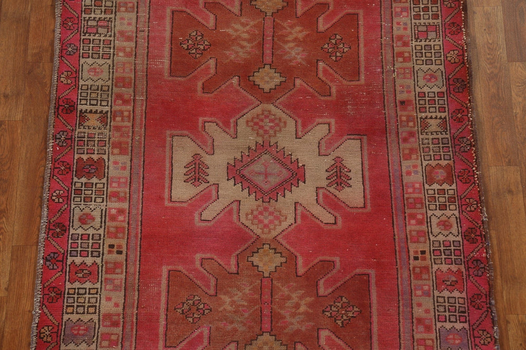 Vintage Geometric Ardebil Persian Runner Rug 4x10