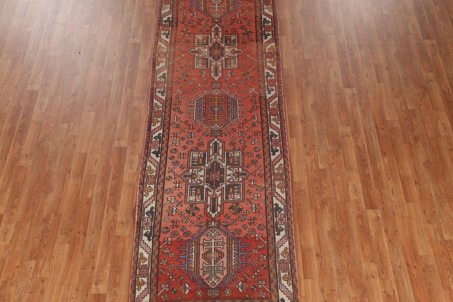 Vintage Wool Hamedan Persian Runner Rug 3x10