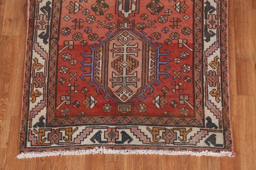 Vintage Wool Hamedan Persian Runner Rug 3x10