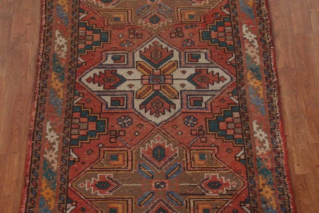 Vintage Geometric Hamedan Persian Runner Rug 3x10