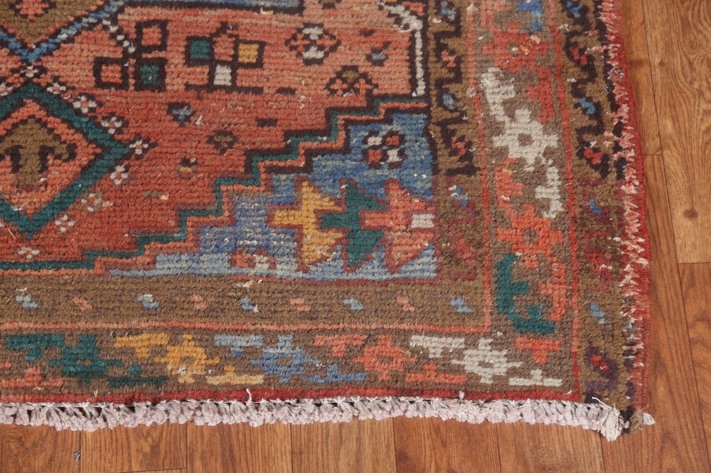 Vintage Geometric Hamedan Persian Runner Rug 3x10