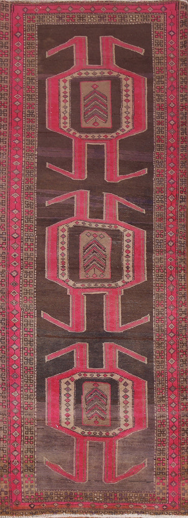 Vintage Geometric Meshkin Persian Runner Rug 3x9