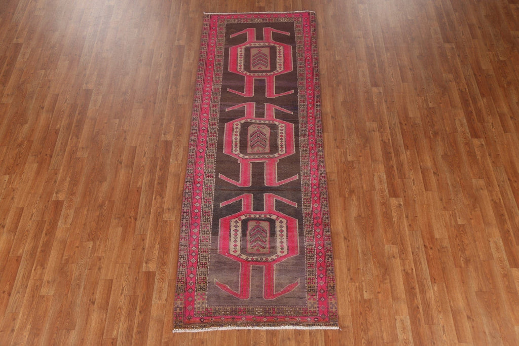 Vintage Geometric Meshkin Persian Runner Rug 3x9