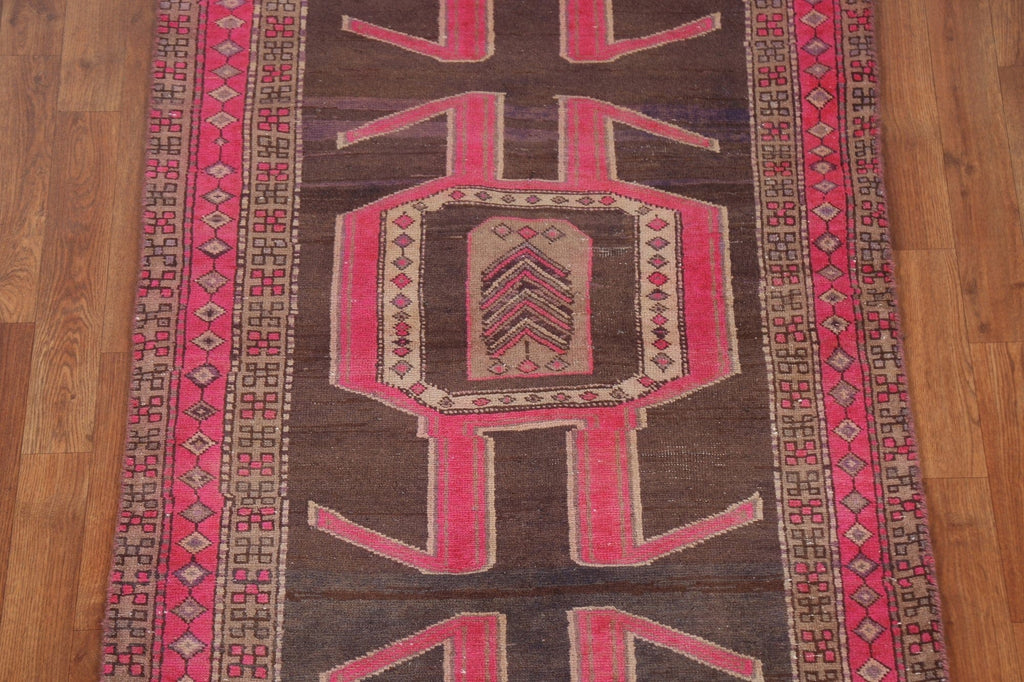 Vintage Geometric Meshkin Persian Runner Rug 3x9