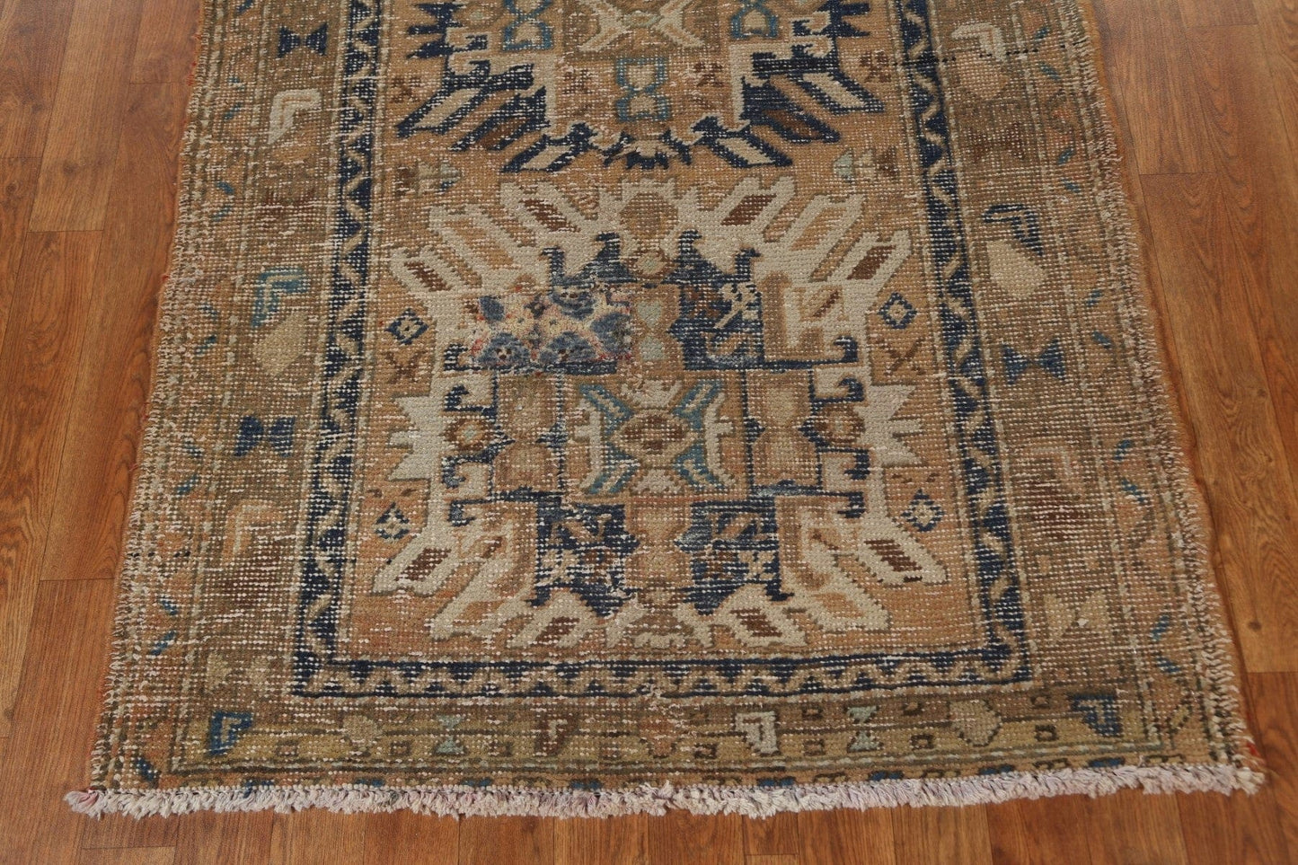 Vintage Geometric Heriz Persian Runner Rug 3x10