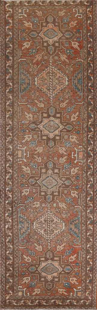 Handmade Wool Heriz Persian Runner Rug 3x11