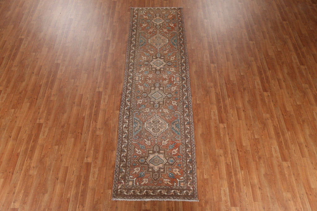 Handmade Wool Heriz Persian Runner Rug 3x11