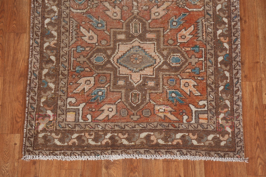 Handmade Wool Heriz Persian Runner Rug 3x11