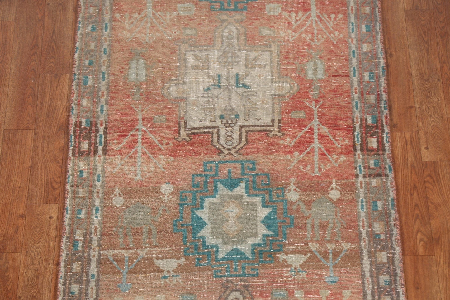 Vintage Geometric Hamedan Persian Runner Rug 3x9