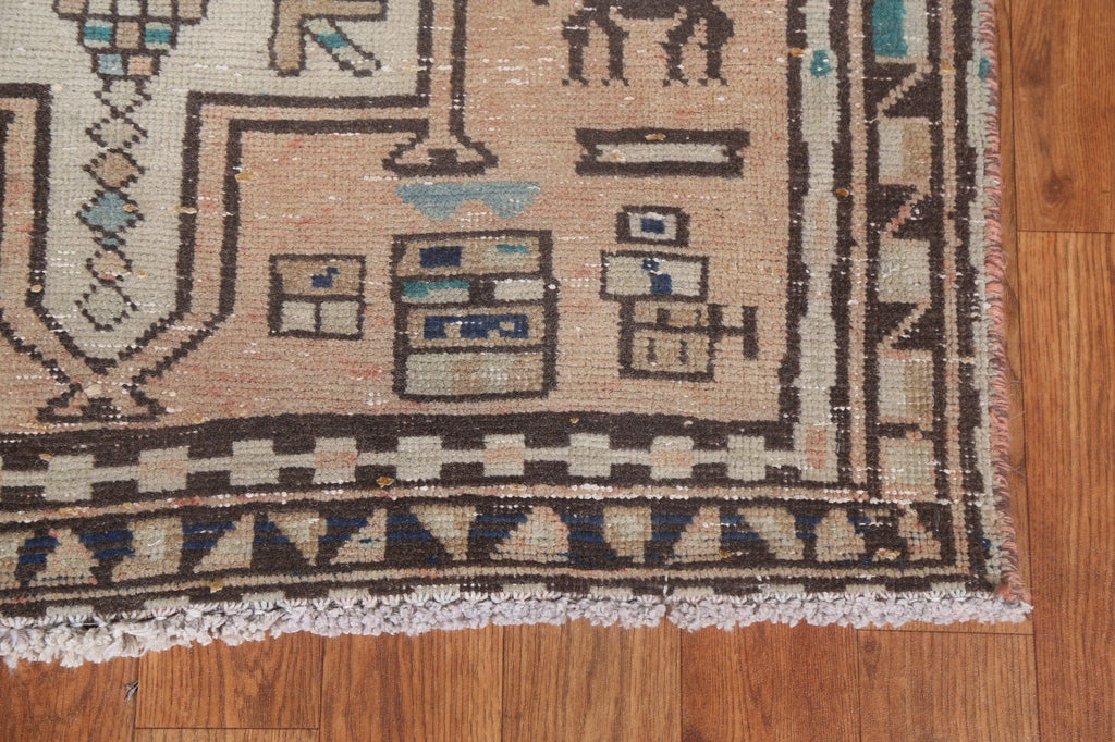 Vintage Geometric Hamedan Persian Runner Rug 3x9