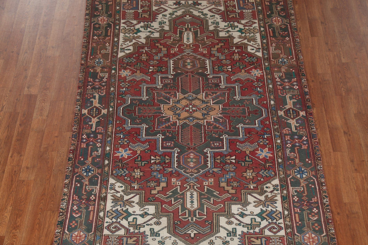 Vegetable Dye Geometric Heriz Persian Area Rug 5x9