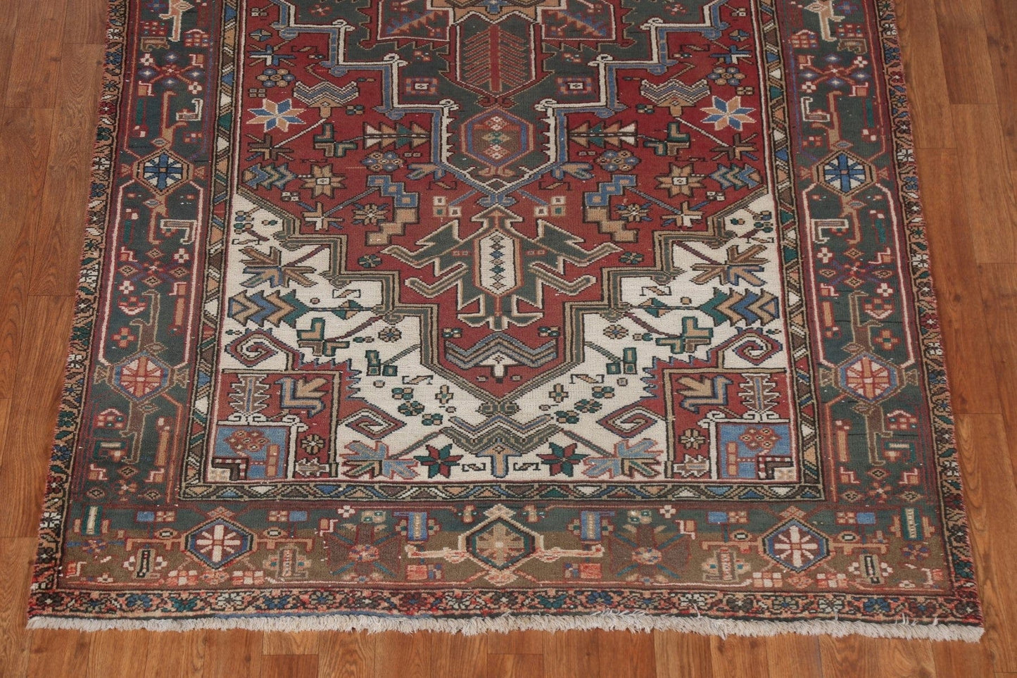 Vegetable Dye Geometric Heriz Persian Area Rug 5x9