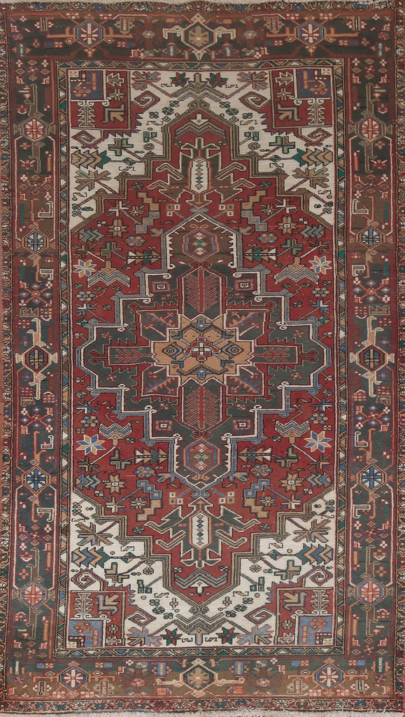 Vegetable Dye Geometric Heriz Persian Area Rug 5x9