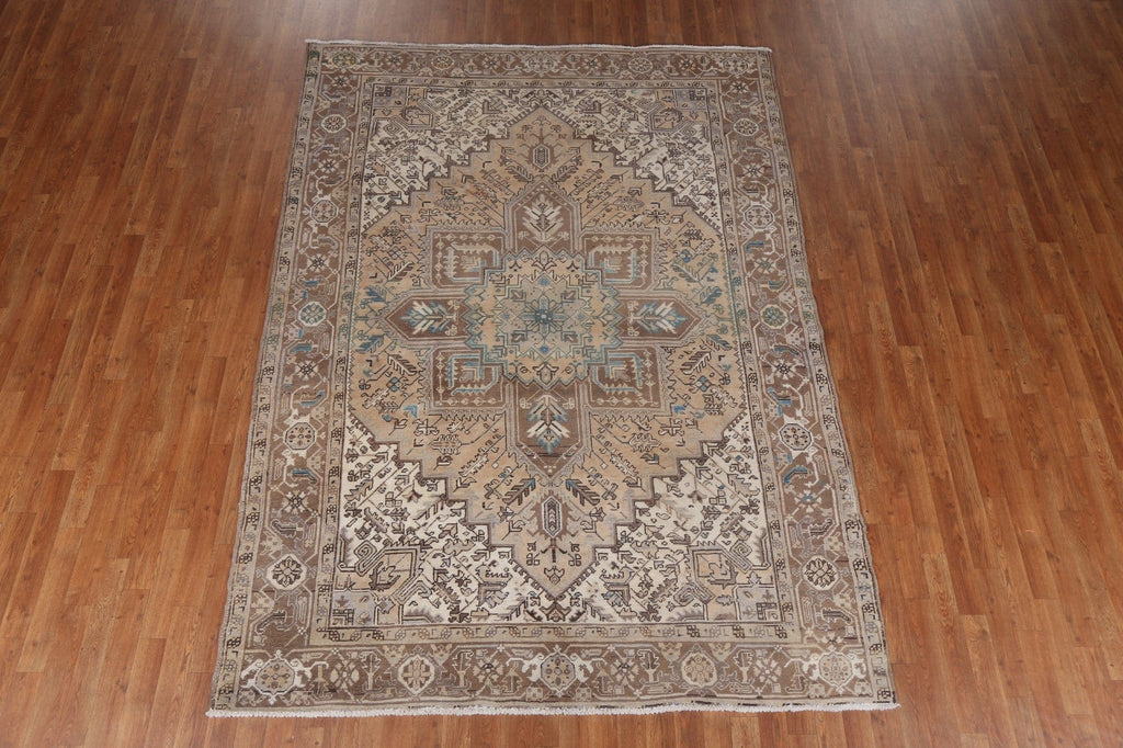 Geometric Wool Heriz Persian Area Rug 7x9