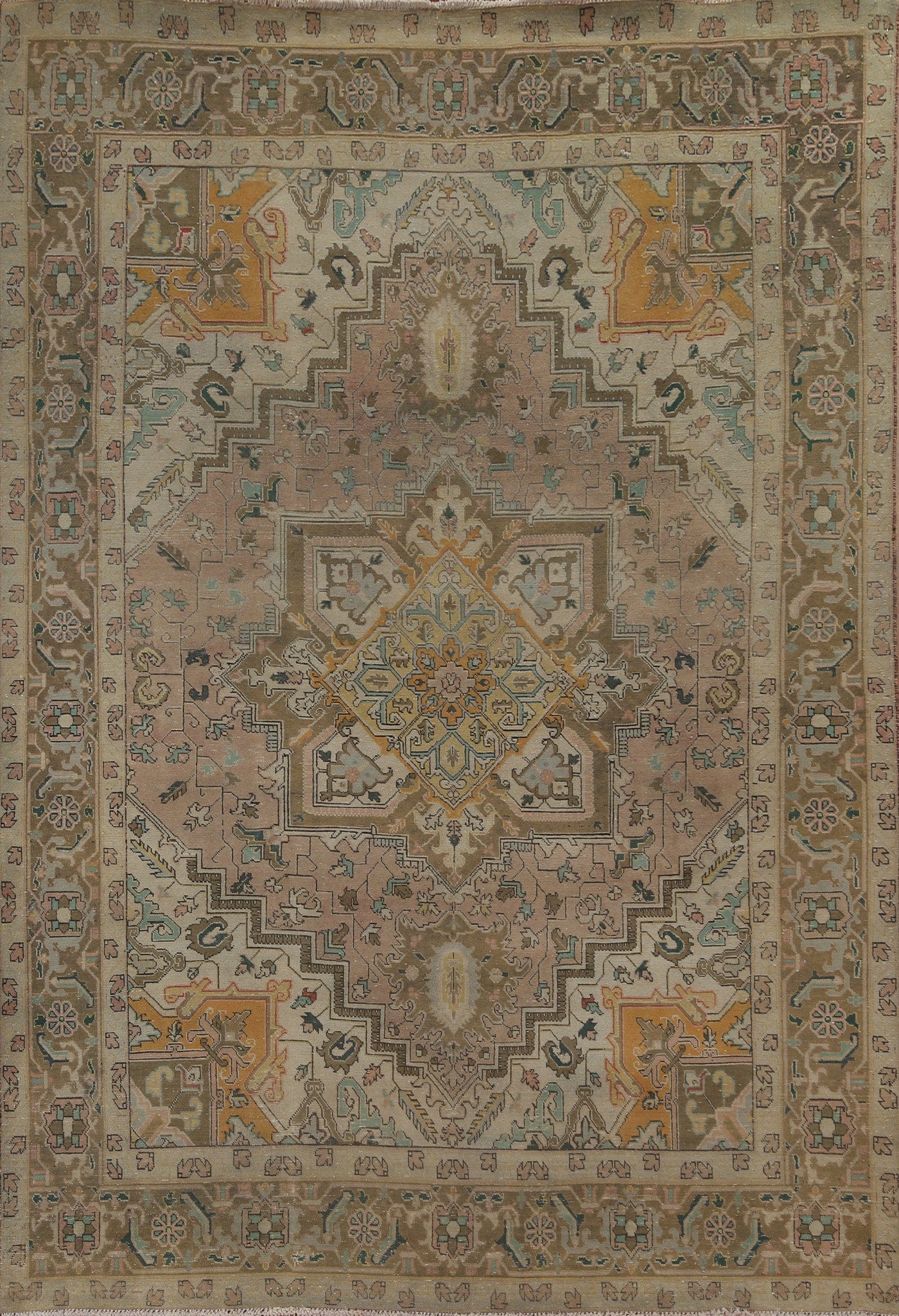 Vegetable Dye Geometric Heriz Persian Rug 7x10