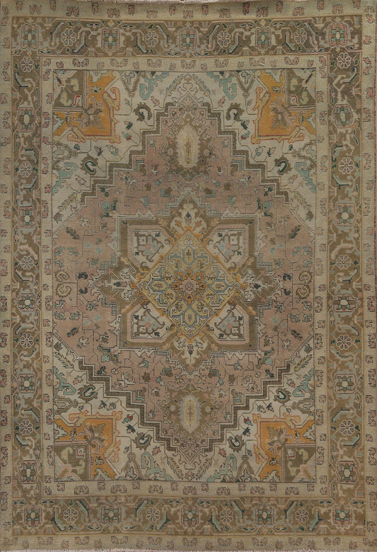 Vegetable Dye Geometric Heriz Persian Rug 7x10