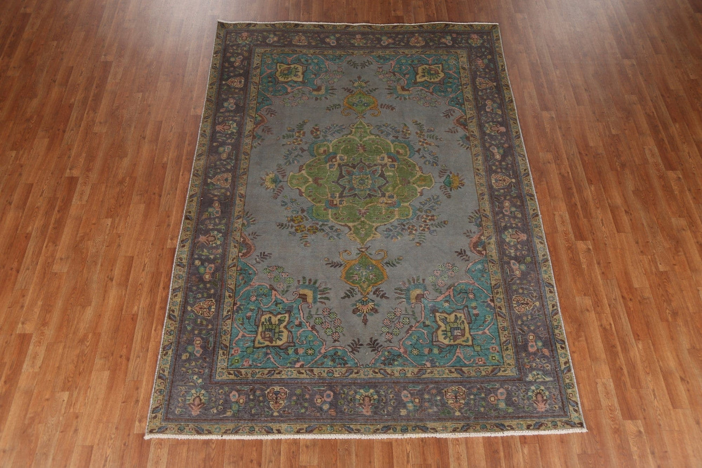 Over-Dyed Floral Tabriz Persian Area Rug 7x10