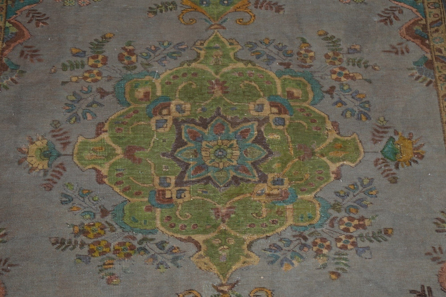 Over-Dyed Floral Tabriz Persian Area Rug 7x10