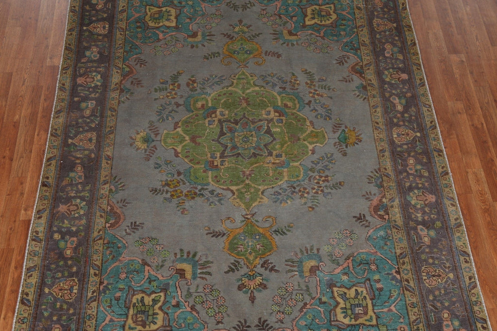 Over-Dyed Floral Tabriz Persian Area Rug 7x10