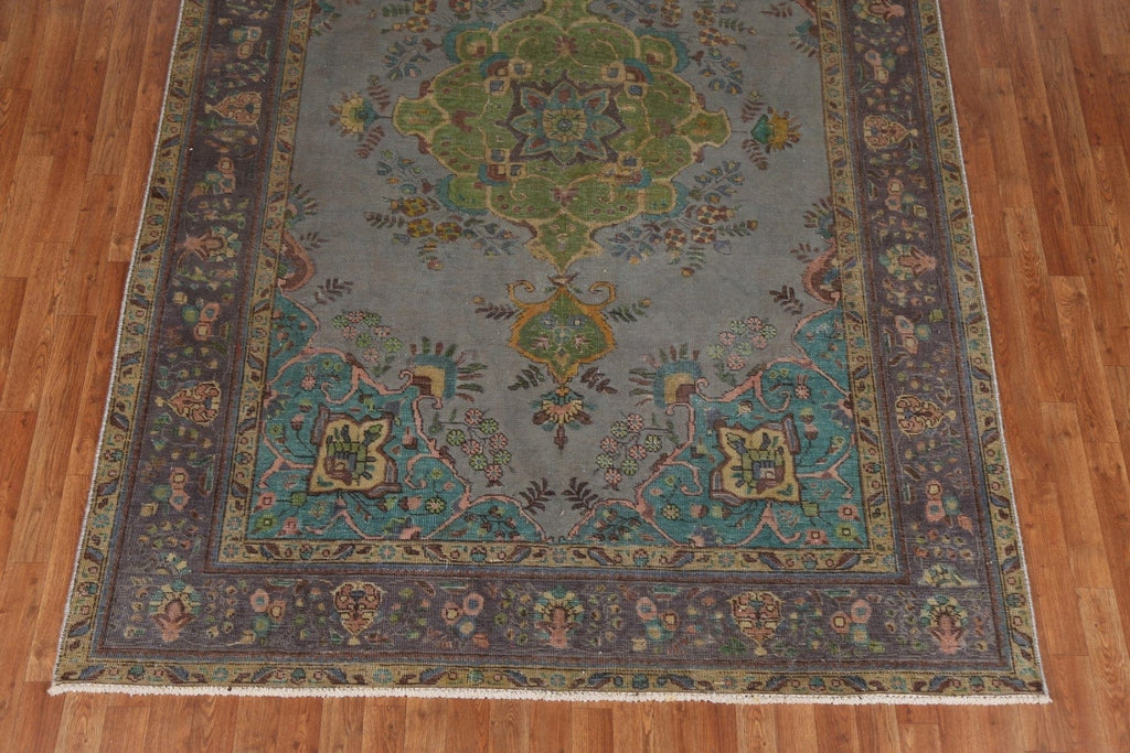 Over-Dyed Floral Tabriz Persian Area Rug 7x10