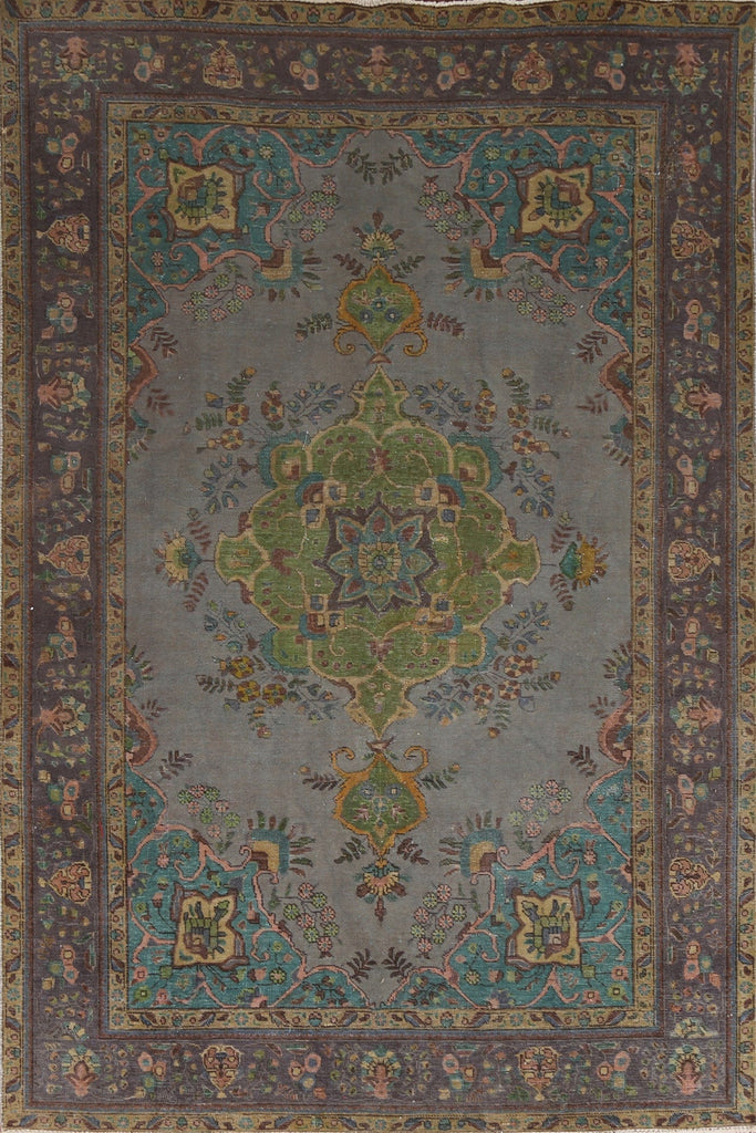 Over-Dyed Floral Tabriz Persian Area Rug 7x10