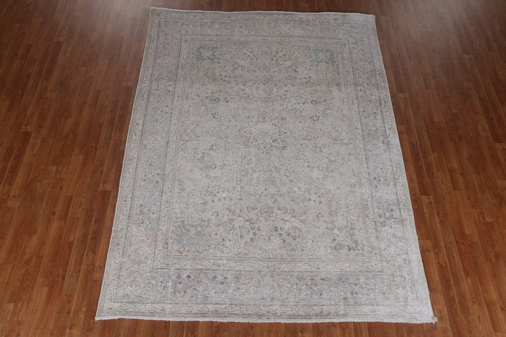 Distressed Floral Tabriz Persian Area Rug 7x10