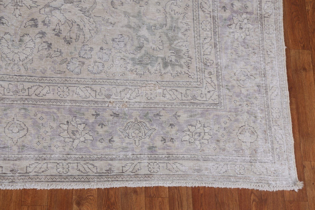 Distressed Floral Tabriz Persian Area Rug 7x10