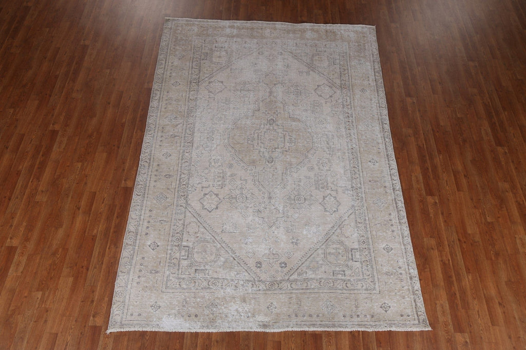 Geometric Distressed Tabriz Persian Area Rug 6x10