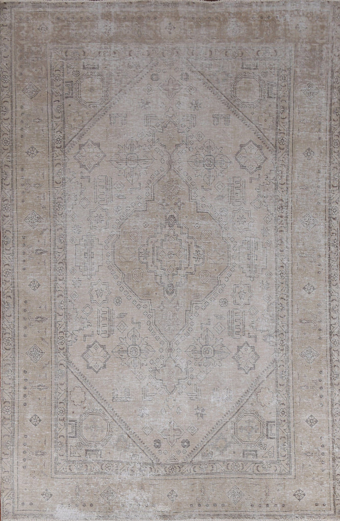 Geometric Distressed Tabriz Persian Area Rug 6x10