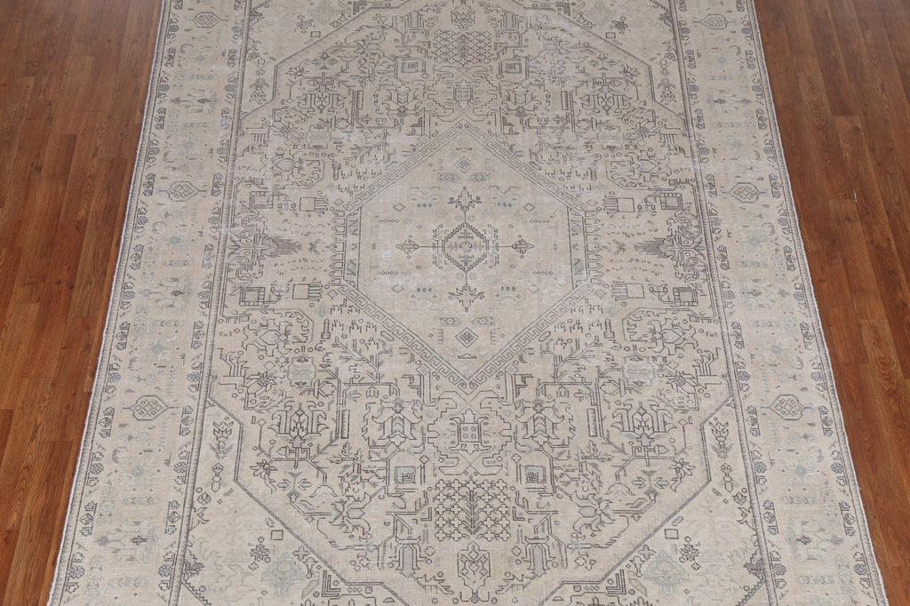 Distressed Geometric Tabriz Persian Area Rug 7x10