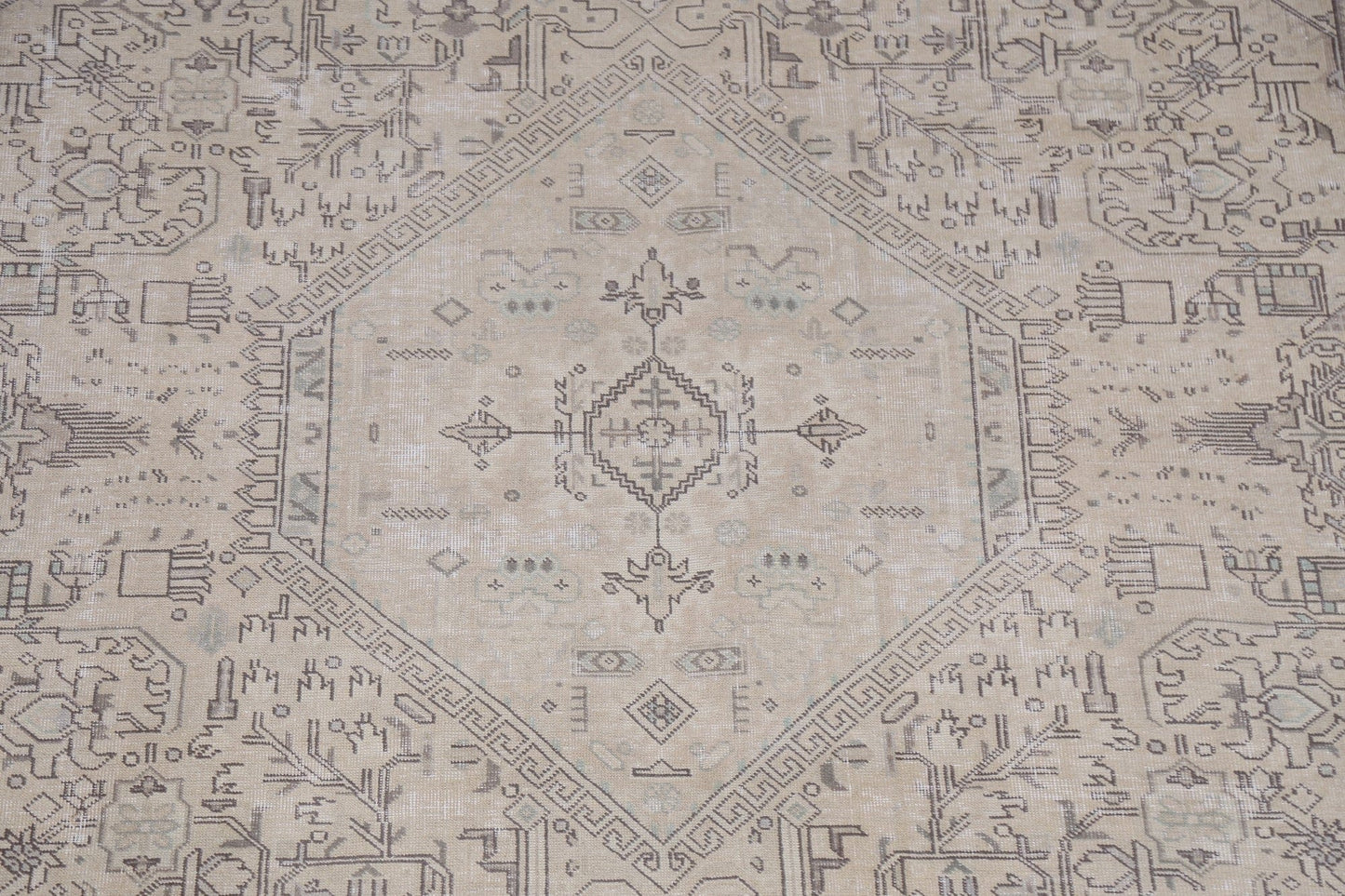 Distressed Geometric Tabriz Persian Area Rug 7x10