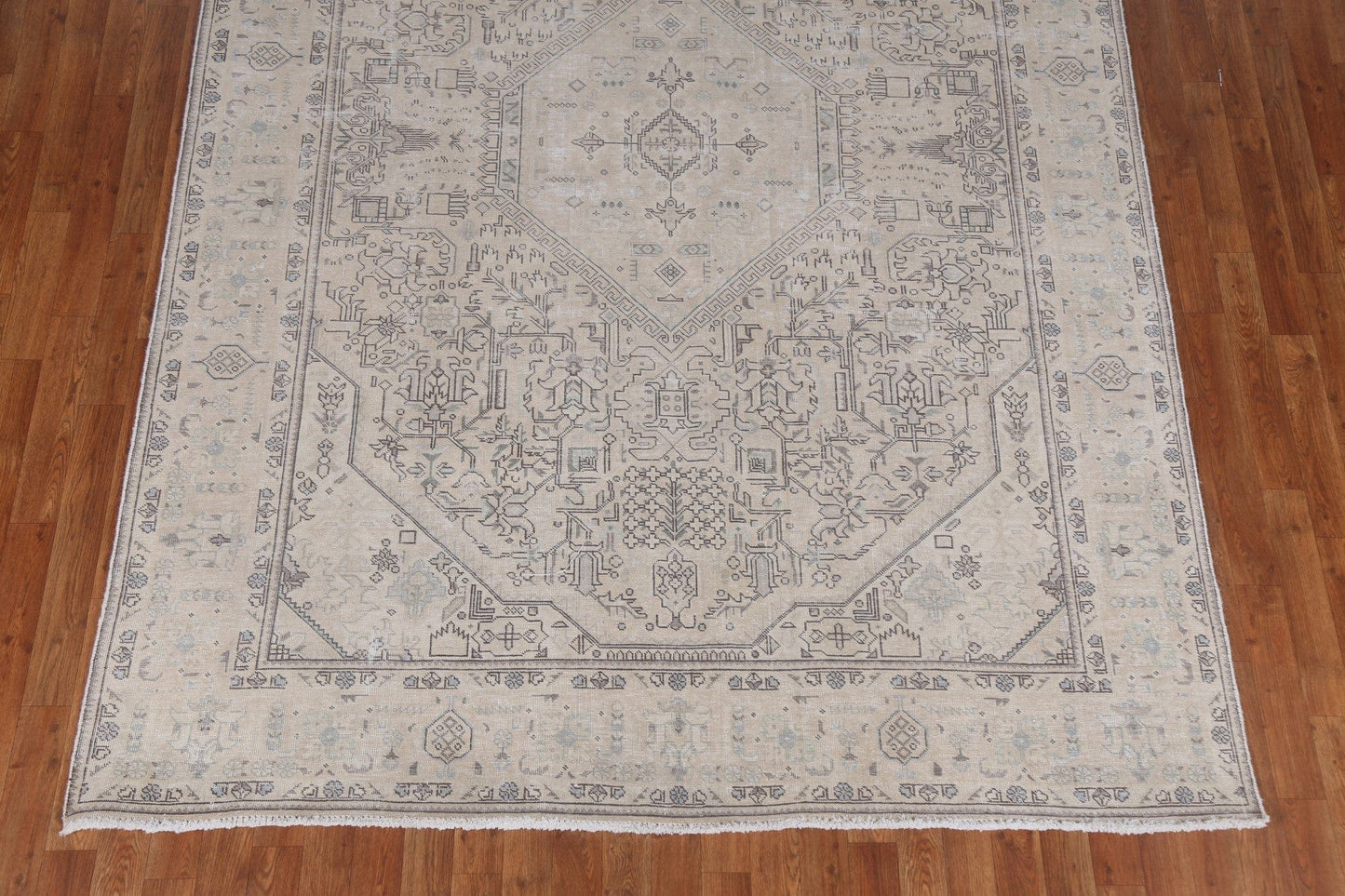 Distressed Geometric Tabriz Persian Area Rug 7x10