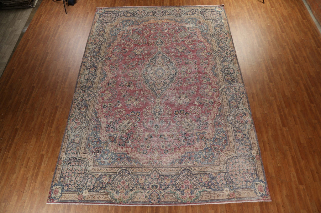 Antique Floral Kerman Large Persian Rug 11x16