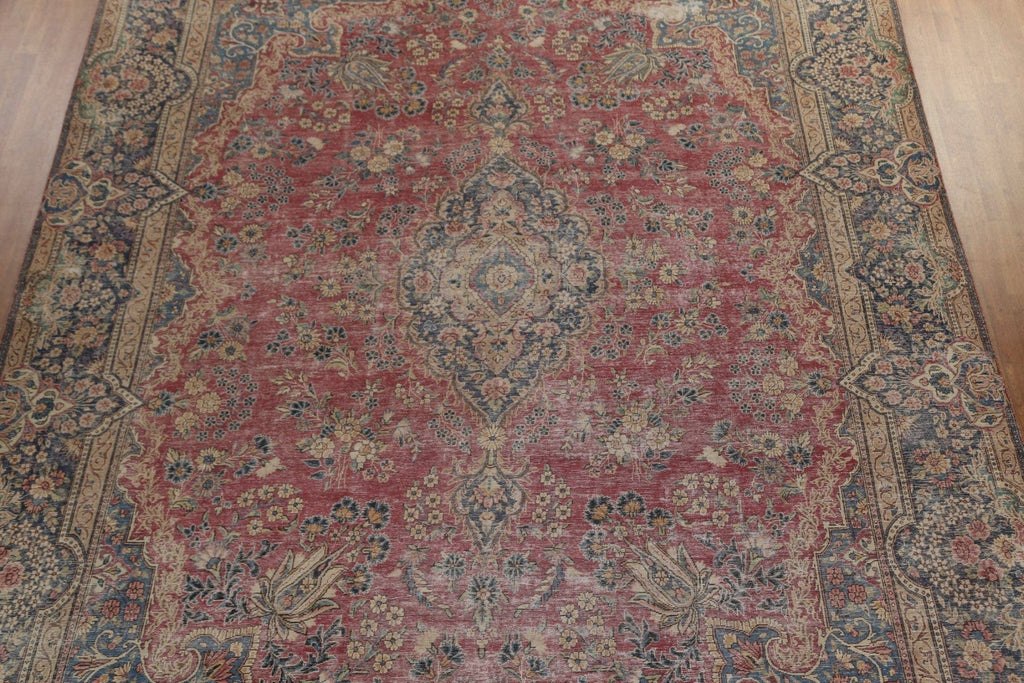 Antique Floral Kerman Large Persian Rug 11x16