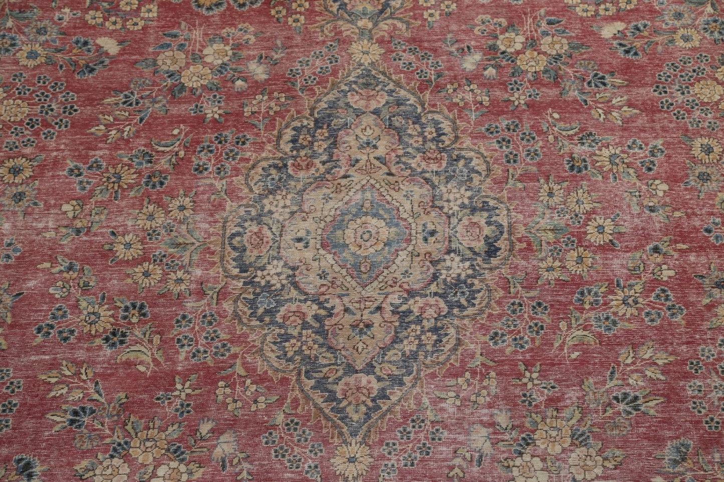 Antique Floral Kerman Large Persian Rug 11x16