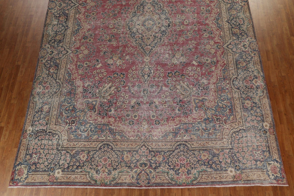 Antique Floral Kerman Large Persian Rug 11x16