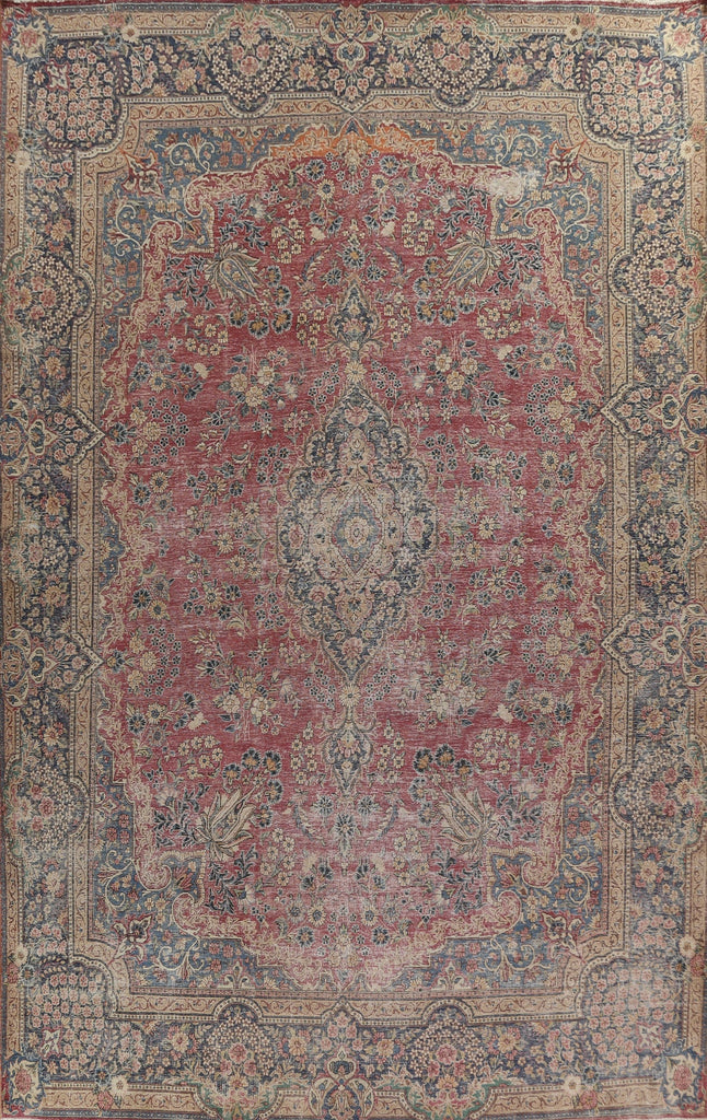 Antique Floral Kerman Large Persian Rug 11x16