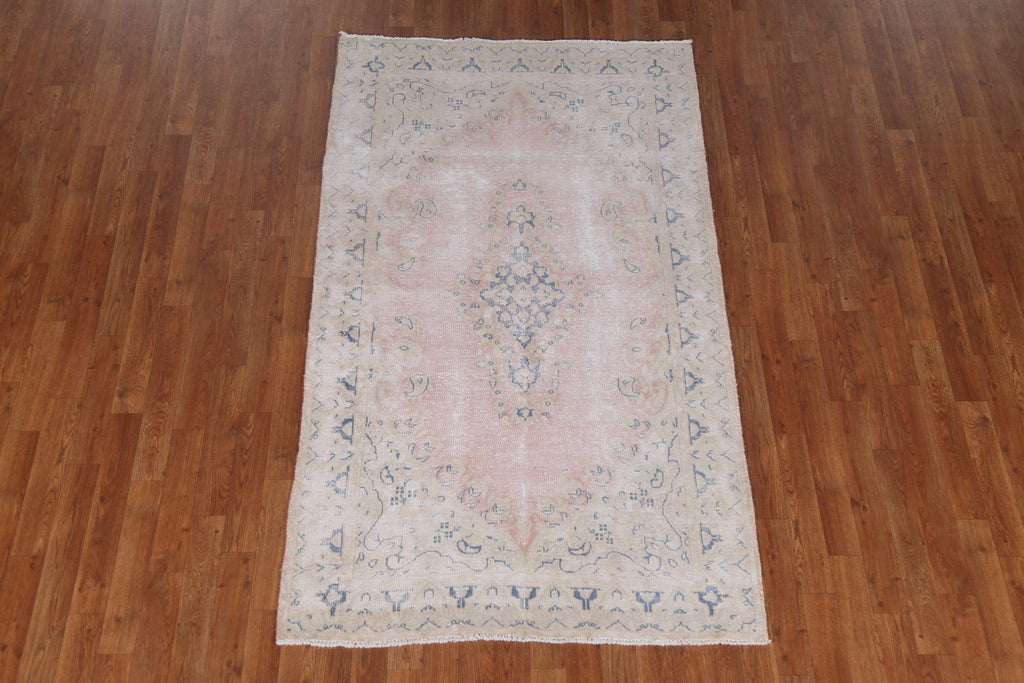 Floral Distressed Kerman Persian Area Rug 4x7