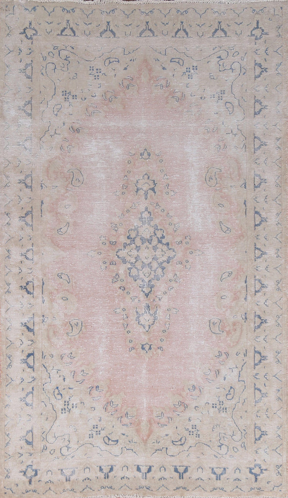 Floral Distressed Kerman Persian Area Rug 4x7