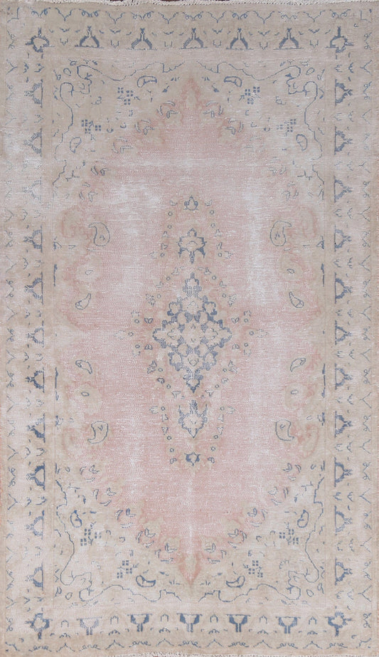 Floral Distressed Kerman Persian Area Rug 4x7