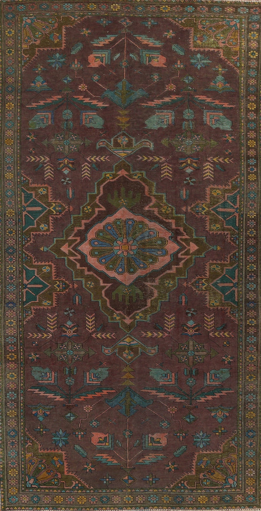 Over-Dyed Geometric Tabriz Persian Area Rug 6x13