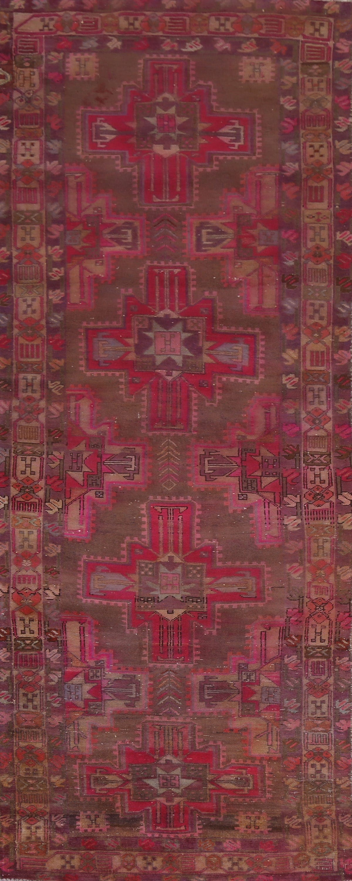 Geometric Meshkin Persian Runner Rug 4x11