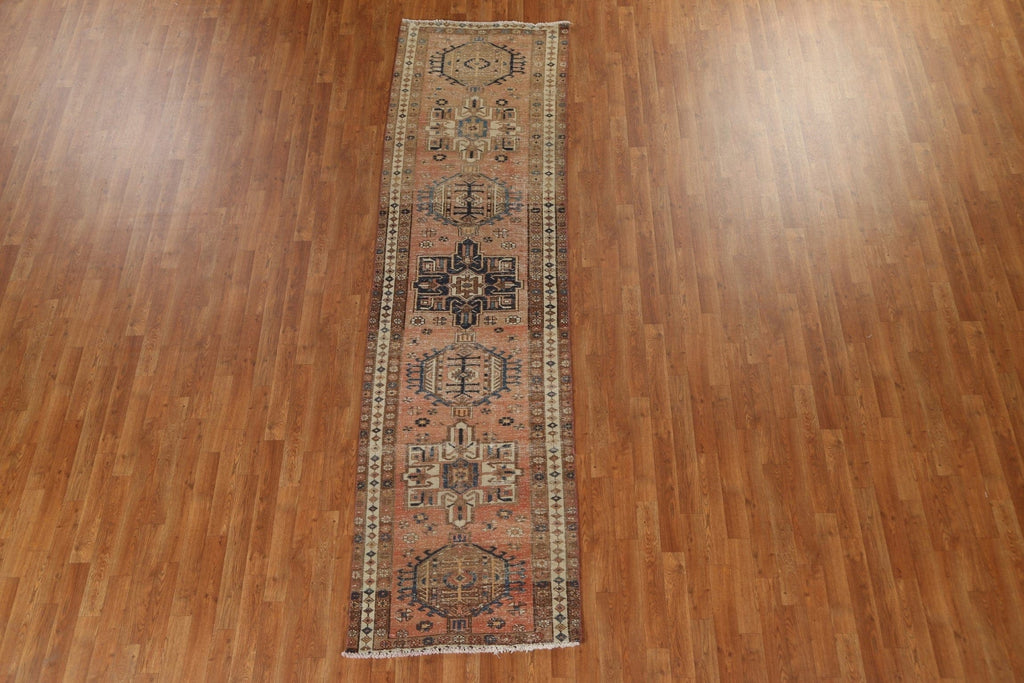 Geometric Heriz Persian Runner Rug 3x11