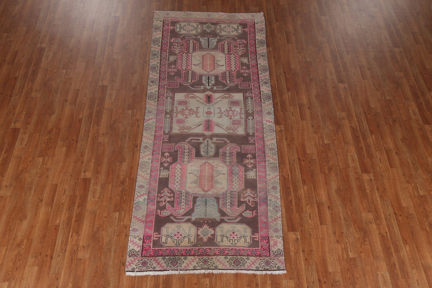 Geometric Meshkin Persian Runner Rug 4x9